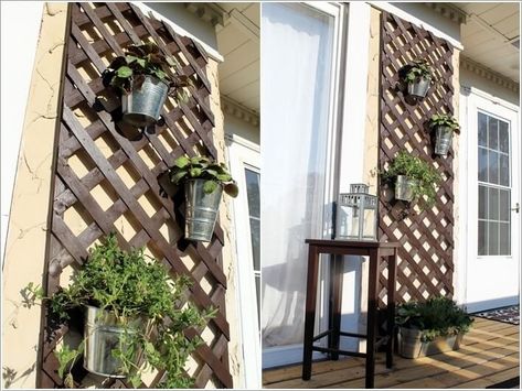 Wood Lattice Ideas, Outdoor Wall Decorations, Wall Decorations Ideas, Lattice Ideas, Lattice Deck, Exterior Wall Art, Lattice Patio, Lattice Garden, Wall Planters Outdoor