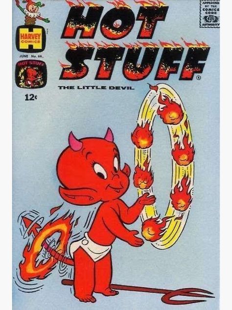 "hot stuff" Poster for Sale by calii12 | Redbubble Hot Stuff The Little Devil, Red Devil, Comic Book, Magazine, Ring, Red