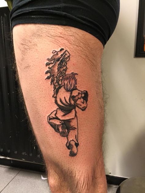 Ken shoryuken - leg tattoo Street Fighter Tattoo Ideas, Fighter Tattoo Ideas, Street Fighter Tattoo, Ken Tattoo, Ken Street Fighter, Fighter Tattoo, Leg Tattoo, Tattoo Idea, Street Fighter