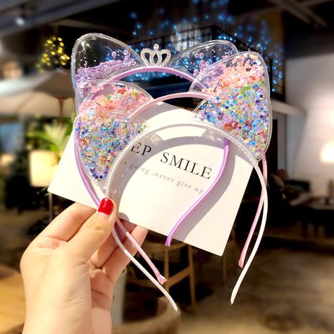 Smarter Shopping, Better Living! Aliexpress.com Cartoon Ears, Purple Crown, Baby Hair Bands, Princess Gifts, Glitter Headbands, Cat Ears Headband, Pink Crown, Bow Hair Accessories, Princess Hairstyles