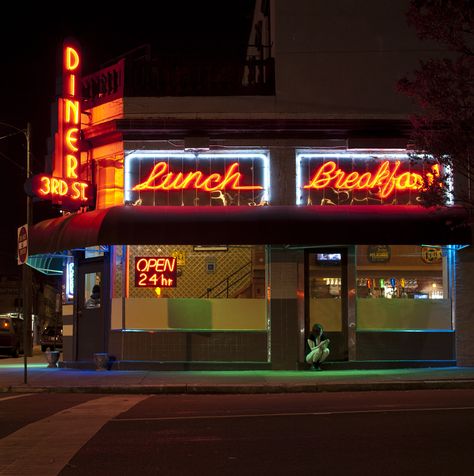 Diner Aesthetic, Late Night Dinner, Night Film, Portfolio Inspiration, Night Vibes, Richmond Virginia, Cinematic Photography, Night Aesthetic, Neon Lights