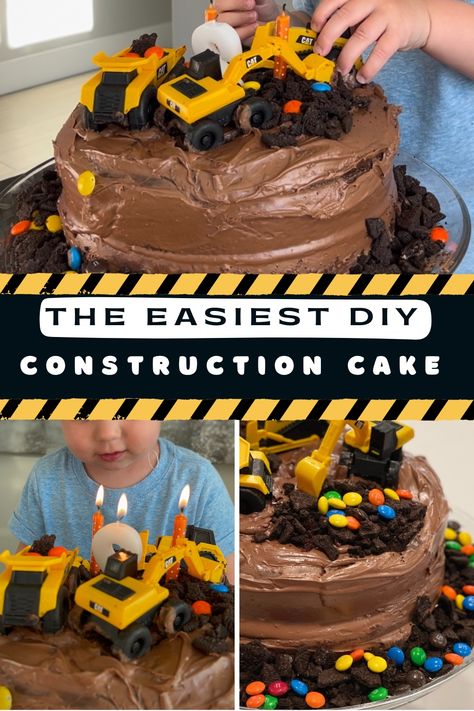 Easy Homemade DIY Construction Site Themed Birthday Cake! Birthday Cake For Boys, Tractor Birthday Cakes, Digger Cake, Construction Birthday Cake, Construction Cake, Diy Birthday Cake, Dirt Cake, Homemade Birthday Cakes, Tractor Birthday