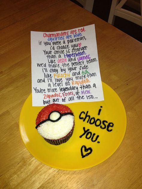 I Choose You Pokemon, Pokemon Cupcakes, Bf Gifts, Pokemon Gifts, Pokemon Party, Diy Valentine, Pokemon Birthday, Gifts For, Him Gifts