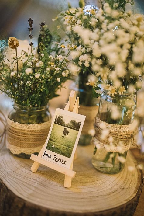 Rustic Boho Summer Tipi Wedding | Whimsical Wonderland Weddings  #ecoweddingsideas #diywedding Hessian Jars Wedding, Handmade Wedding Table Decorations, Log Table Centre Pieces Wedding, Hessian Party Decor, Wedding Reception Boho, Centrepiece Flowers, Hessian Wedding, Boho Wedding Favours, Wedding Note