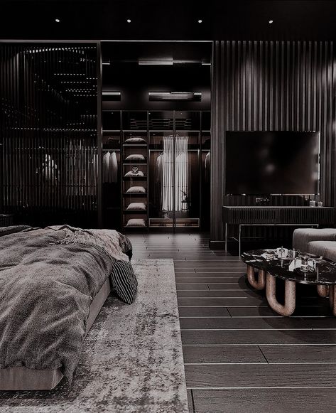 Black Luxury House, Black Living Room Decor, Fresh Bedroom, Black Rooms, Modern Luxury Bedroom, Home Decor Idea, H Design, Dream House Rooms, Room Design Bedroom