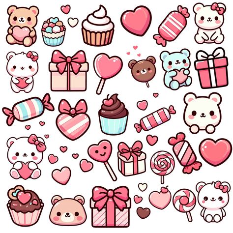 Drawing Cute Stickers, Free Kawaii Stickers, Cute Design Ideas Drawing, Cute Cute Stickers, Cut Stickers Printable, Printable Stickers Cute Kawaii, Stickers Printable Cute Kawaii, Cute Printed Stickers, Cute Sticker For Journal