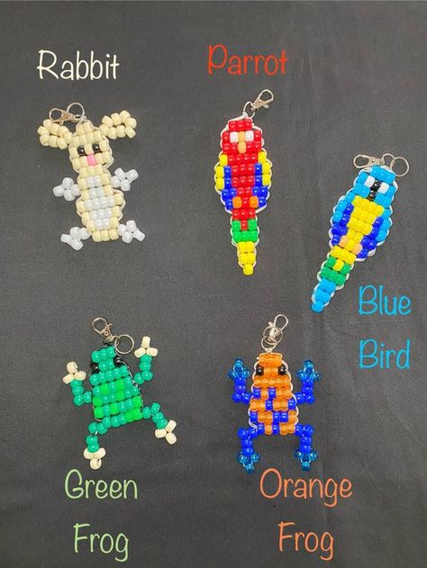 Animal kingdom #BeadingPatterns #BeadPattern #BeadPatternsEasy #BeadPatternsAnimals #EasyPerlerBeadPatterns Beaded Animal Keychains, Boredom Crafts, Fidget Diy, Beading Patterns Free Tutorials, Beady Buddies, Cross Stitch Patterns Free Disney, Bead Pets, Hippy Aesthetic, Bead Buddies