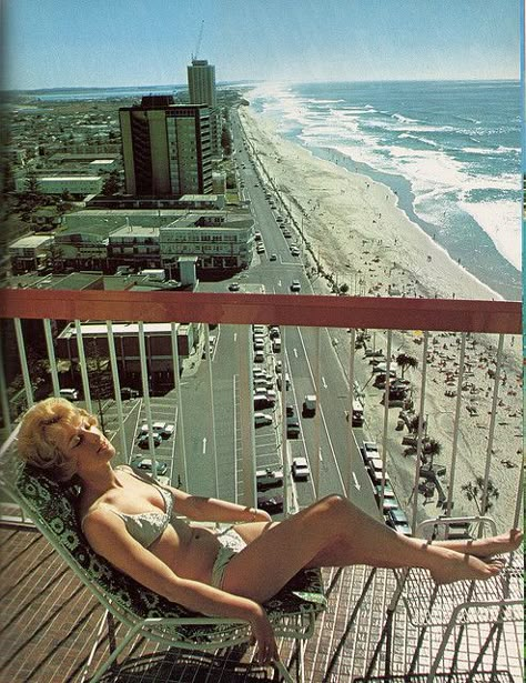 gold coast girl, 1973 Gold Coast Fashion, Australia Aesthetic Vintage, Beach Vintage Aesthetic, Gold Coast Aesthetic, Australia Swimwear, 60s Beach, Gold Coast Beach, 70s Beach, Summer Australia