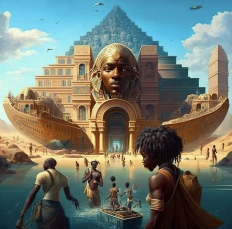 Black Egyptian Art, Black God Art, African Fantasy Art, Black Fantasy Art, Afro Futuristic, Afrofuturism Art, African Mythology, Black God, Ancient Egyptian Gods