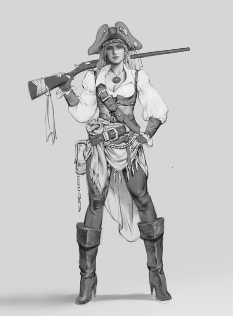 Pirate Drawing, Female Pirate, Sketch Practice, Female Pirate Costume, Steampunk Pirate, Pirate Queen, Pirate Outfit, Pirates Cove, Pirate Art