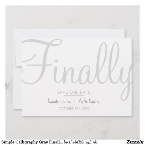 Save The Date Calligraphy Font, Minimalistic Save The Date Ideas, White Save The Dates, Save The Date Ideas Black And White, Finally Getting Married, Save The Date White Background, Save The Date Invite, Stationary Wedding, Funny Save The Dates