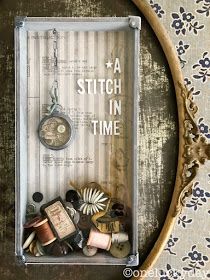 One Lucky Day: A Stitch in Time Shadow Box Memory, A Stitch In Time, Memory Crafts, Shadow Box Art, Rain Rain, Trendy Sewing, Altered Boxes, Parking Space, Sewing Rooms