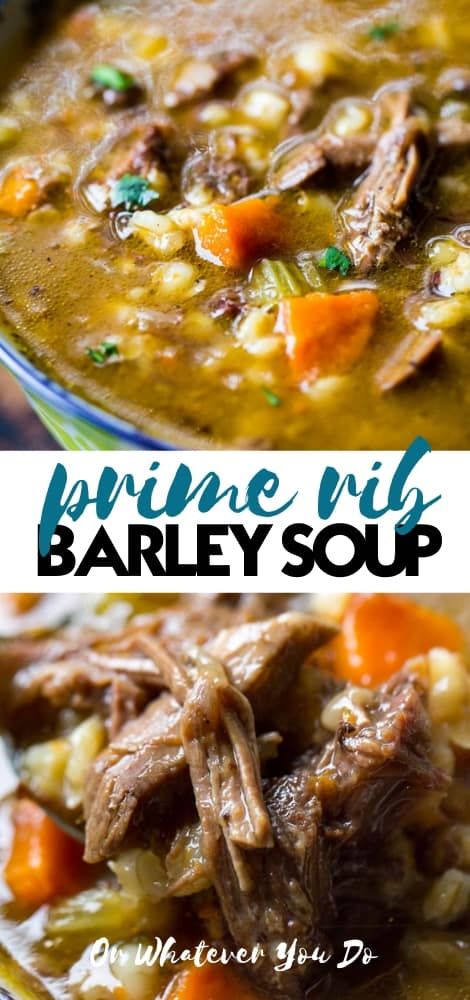 Beef Barley Soup with Prime Rib | Easy Dinner recipe using leftover prime rib Prime Rib Easy, Prime Rib Soup, Leftover Prime Rib Recipes, Leftover Prime Rib, Beef And Barley, Barley Recipe, Rib Recipe, Prime Rib Recipe, Beef Soup Recipes