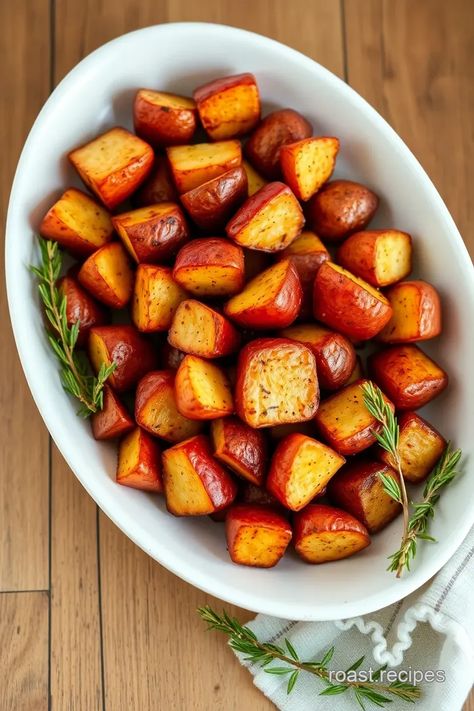 Roasted Red Potatoes Crispy & Flavorful - Roast Recipes Red Potato Side Dishes Easy, Recipe For Red Potatoes, Little Red Potatoes Recipes, Best Red Potatoes, Roasted Red Potatoes Oven, Red Potatoes Oven, Roasted Baby Red Potatoes, Grilled Baked Potatoes, Cooking Red Potatoes