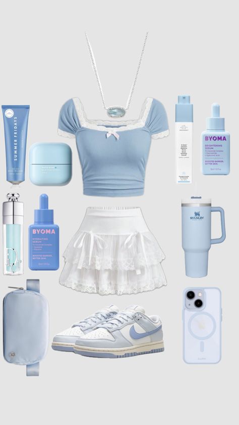 Preppy Outfits Blue, Blue Preppy Outfit, Soft Core Outfits, Outfit Wallpaper, Core Outfits, Blue Preppy, Preppy Vibes, Wallpaper Summer, Soft Core