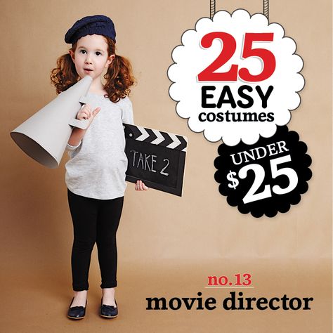 25 easy costumes under $25 - Movie Director - Today's Parent. http://www.todaysparent.com/family/activities/halloween-costumes-paper-cones/  #halloween #costumes Movie Director Costume, Director Costume, Movie Star Costumes, Stage Director, Halloween Customs, Sew Halloween Costume, Broadway Party, Spring Break Cruise, Booster Club