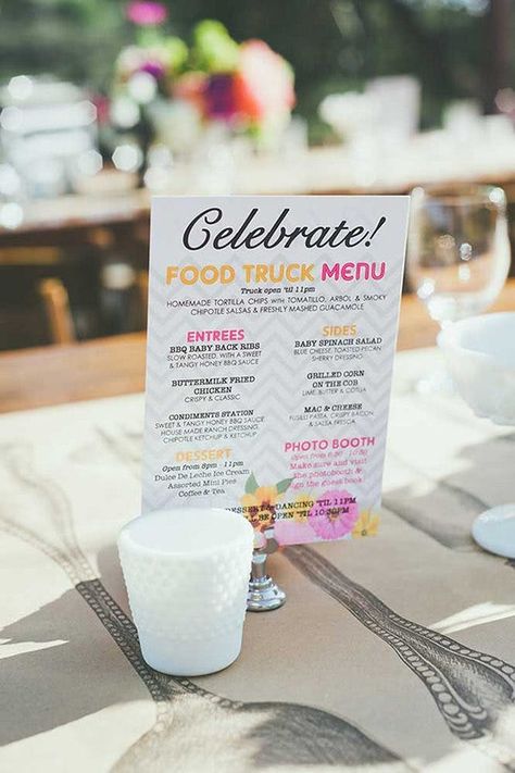 Food Truck Wedding Table Setting, Wedding Food Truck Ideas, Food Trucks At Weddings, Food Truck Wedding Ideas, Food Truck Wedding Reception, Wedding Food Truck Catering, Wedding Food Truck Receptions, Wedding Food Trucks, Food Truck Reception