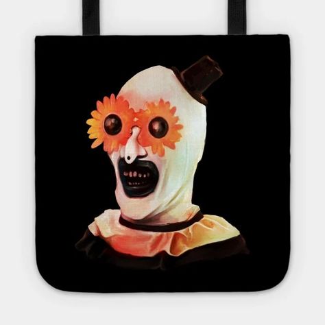 Terrifier Art the Clown with Flower Glasses: Dark Humor - Art The Clown - Tote | TeePublic Terrifier Art The Clown, Dark Cyberpunk, Flower Glasses, Art The Clown, The Clown, Funny Art, Horror Art, Custom Tote, Horror Movies