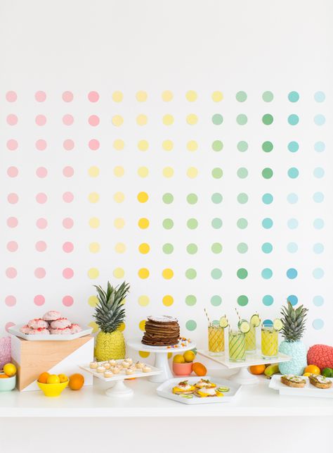 DIY Retro Summer Brunch Soiree Brunch Tablescape, Brunch Party Decorations, Diy Retro, Brunch Table, Summer Brunch, Summer Soiree, Tropical Party, Bridal Brunch, Brunch Party