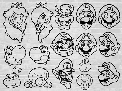 Super Mario Cricut Shirt, Mario Characters Tattoo, Luigi Tattoo Ideas, Mario And Luigi Tattoo, Super Mario Tattoo Ideas, Super Mario Tattoo, Printable Nail Art Practice Sheet, Super Mario Svg, Nintendo Tattoo