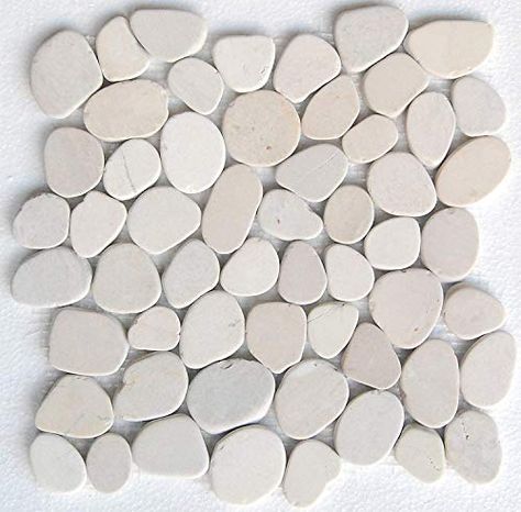 Ceiling Tiles Diy, Easy Grout, Beautiful Tile Floor, Interlocking Floor Tiles, Tan Stone, Pebble Floor, Decorative Ceiling Tile, Pebble Tile, Tile Crafts