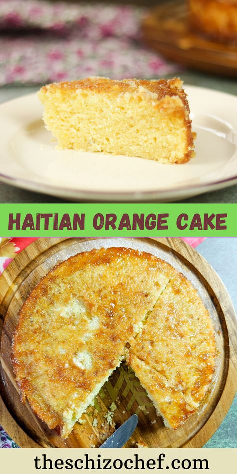 Traditional Haitian Cake – Gateau Ayisyen Zoranj flavored with orange and nutmeg is a versatile cake. It can be eaten simply as a tea time cake or decorate it up fancy for a special occasion. So light and airy. #haitianfood #caribbeanfood #cakerecipes #birthdaydaycake #teatime #teacake #orangecake Haitian Cake Recipe, Haitian Cake, Rum And Orange Juice, Haiti And Dominican Republic, Haitian Recipes, Haitian Food, Orange Cake Recipe, Haitian Food Recipes, Pound Cake Recipe