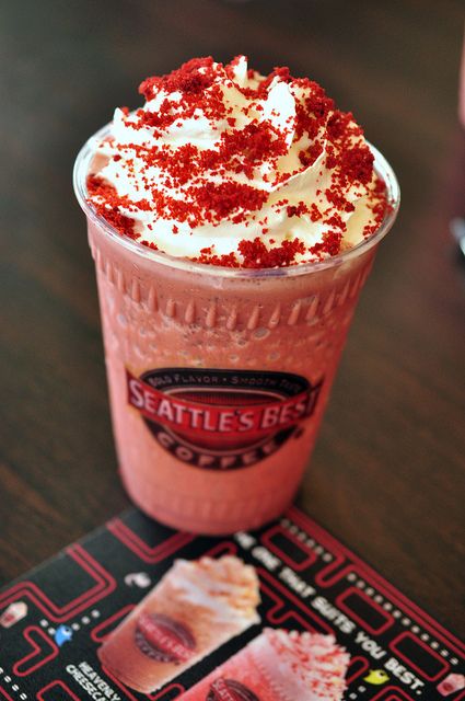 SBC Red Velvet  a mix of coffee, red velvet fudge, chocolate chunks and topped off with whipped cream and red velvet crumbs Velvet Fudge, Red Velvet Fudge, Fudge Chocolate, I See Red, Non Alcoholic Drinks, Non Alcoholic, Whipped Cream, Fudge, Red Velvet