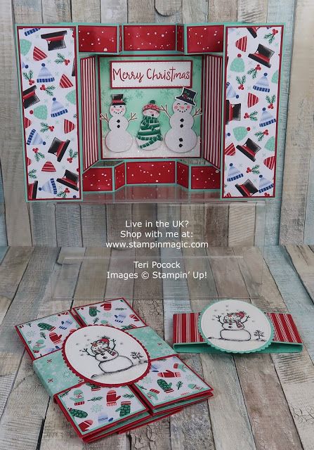 Double Tri Fold Card, Card Scrapbooking Ideas, Christmas Scrapbook Cards, Christmas Cards Scrapbooking, Inlovearts Cards, Fun Fold Christmas Cards, Trifold Shutter Cards, Trifold Cards, Shutter Cards