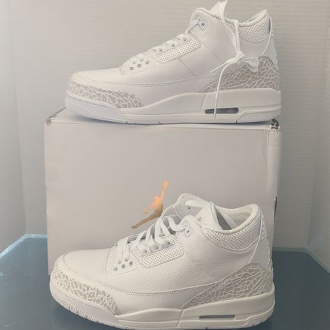 Air Jordan 3 RETRO triple white Retro 3 Jordans, Jordan Retro 2, Air Jordan Retro 3, Jordan Retro 3, Shoes Wallpaper, Retro 3, Retro 2, White Jordans, Jordan Shoes Retro