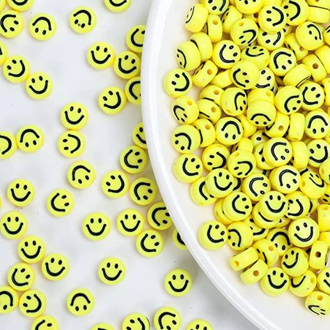 Amazon.com: 300pcs Yellow Smiley Face Acrylic Beads,7 Mm Acryl Happy Face Spacer Beads for DIY Jewelry Bracelet Earring Necklace Craft Making Supplies : Arts, Crafts & Sewing Girl Scout Swaps, Scout Swaps, Yellow Smiley Face, Girl Scout Swap, Handmade Jewelry Bracelets, Jewelry Diy Bracelets, Craft Making, Necklace Craft, Acrylic Jewellery