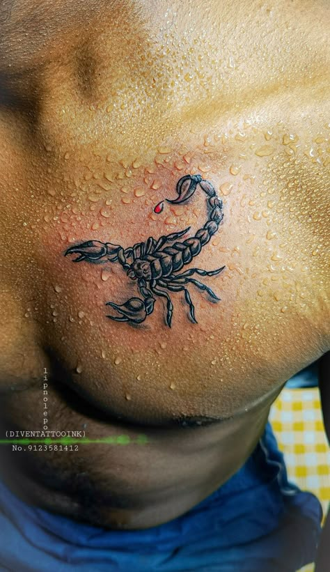 Scorpion Chest Tattoo Men, Scorpio Tattoo Men, Scorpion Tattoo Design Men, 3d Scorpion Tattoo Design, Scorpion Chest Tattoo, Scorpio Tattoo For Men, Rare Tattoos, Scorpio Tattoo, Scorpion Tattoo