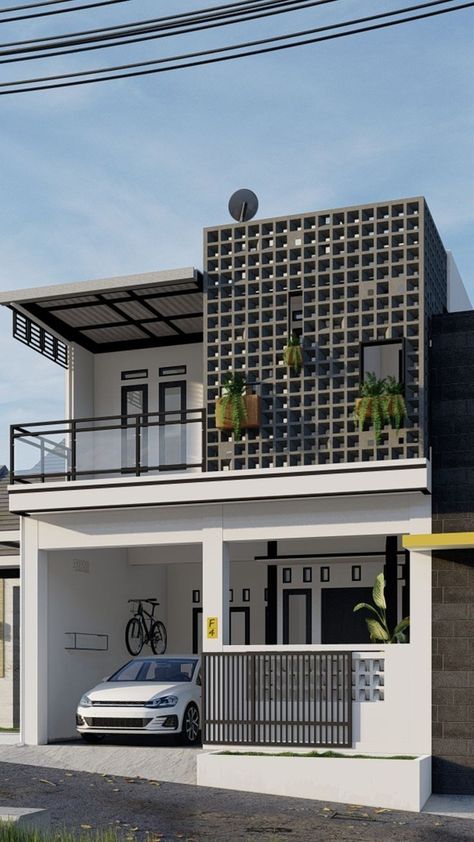 Roster Facade, Industrial House Exterior, Shop Architecture, Small House Blueprints, Tropical House Design, Minimal House, House Gate Design, Architecture Model House, Minimal House Design