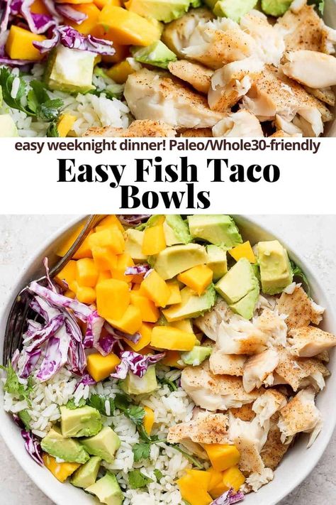 Fish Taco Bowl, Mexican Magic, Amanda Nighbert, Wooden Skillet, Blackened Fish Tacos, Taco Bowl Recipe, Easy Fish Tacos, Seafood Meals, Nourishing Meals