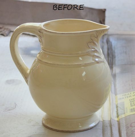 Thrift Store Decor - Pitcher before - Life on Kaydeross Creek Decor Upcycle, Upcycle Table, Pitcher Decor, Thrift Store Decor, Vintage Pitchers, Paint Remover, Beautiful Home Decor, Craft Stuff, Water Pitchers