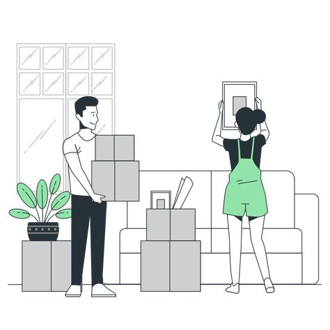 Moving Boxes Illustration, Moving Illustration, Study Drawing, Illustration Couple, Couple Home, Png Illustration, Moving Home, Moving Boxes, Moving In Together