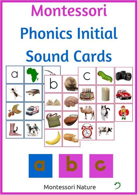 MONTESSORI PHONICS INITIAL SOUND CARDS - Montessori Nature Montessori Phonics, Nature Printables, Montessori Language, Montessori Printables, Sound Picture, Montessori Lessons, Initial Sounds, Montessori Ideas, Montessori Education