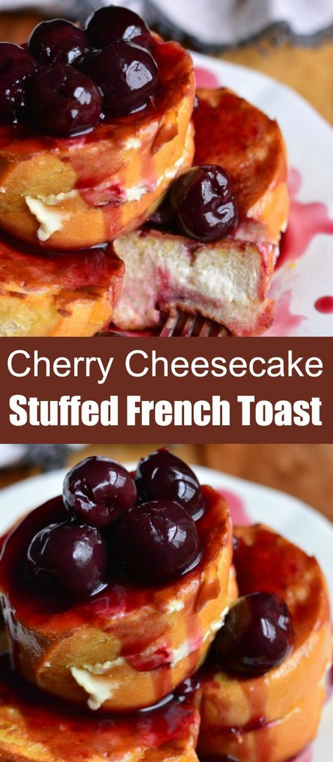 Cheesecake Stuffed French Toast, Cheesecake French Toast, Fast Food Breakfast, Delicious French Toast, Banana Split Dessert, Stuffed French Toast, French Toast Breakfast, French Baguette, Cherry Cheesecake