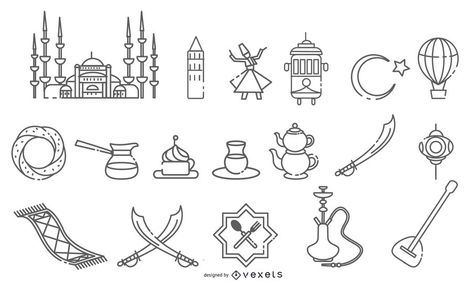 Istanbul Elements Stroke Design Pack #AD , #Paid, #AD, #Elements, #Pack, #Design, #Istanbul Istanbul Tattoo Ideas, Istanbul Logo, Turkey Tattoos, Turkish Symbols, Istanbul Tattoo, Holiday Tattoo, Country Tattoos, Turkish Flag, Istanbul City