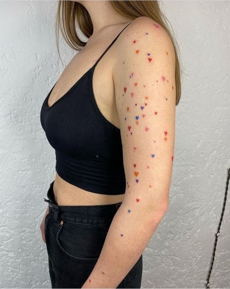 Heart Freckle Tattoo Arm, Twd Tattoo Ideas, Confetti Tattoo, Polka Dot Tattoo, Beautiful Tattoo Designs, Coral Bedroom, Soul Tattoo, Dot Tattoos, Cool Forearm Tattoos