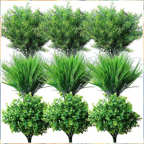 YXYQR 18PCS Outdoor Artificial Flowers Plants UV Resistant Bulk Fake Bushes Grass Mums Outside Faux Plastic Greenery Shrubs Arrangement for Front Porch Window Box Planter Hanging Basket Garden Wedding Fake Plants Outside Front Porches, Hanging Basket Garden, Basket Garden, Porch Window, Bush Plant, Greenery Arrangements, Artificial Plants Outdoor, Window Planter Boxes, Artificial Boxwood