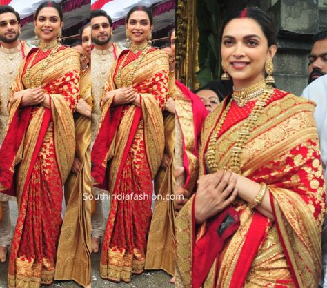 deepika padukone in red sabyasachi saree marriage anniversary Sabyasachi Couple, Deepika Wedding, Saree Marriage, Nepali Bride, Deepika Padukone Saree, Red Saree Wedding, Red Sarees, Sabyasachi Saree, Sabyasachi Bridal