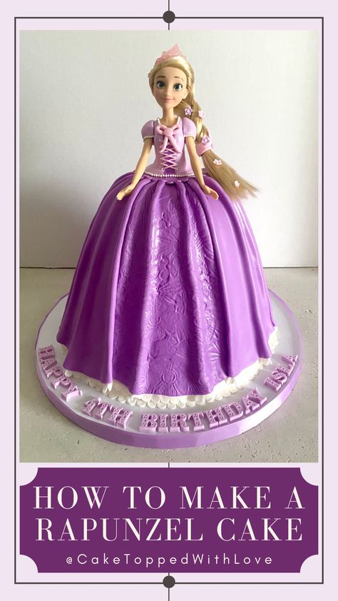 Click the link to watch this super simple tutorial on how to make a princess rapunzel cake. In this video you will see how easy it is to make a cake using a doll!! Rapunzel Birthday Cake Ideas, Rapunzel Doll Cake, Simple Princess Cake Ideas, Rapunzel Cake Ideas Simple, Rapunzel Cake Ideas, Princess Rapunzel Cake, Disney Princess Doll Cake, Doll Cake Diy, Cute Rapunzel