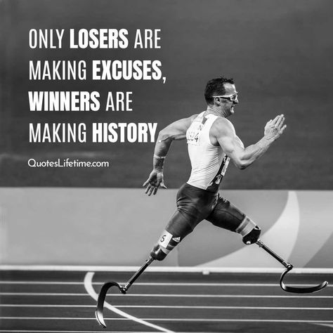 Only losers are making excuses, winners are making history. - Quotes Lifetime . . . . . . . . . . #sportsquotes #sportsworkout #sportsmotivation #sportsquote #workoutmotivationquotes #nevergiveup #motivationalquotes #quoteslifetime #quotesoftheweek Inspirational Sports Quotes Motivation, Short Football Quotes, Winners Quote, Short Sports Quotes, Winners Quotes, Quotes For Athletes, Best Sports Quotes, Winner Quotes, Excuses Quotes