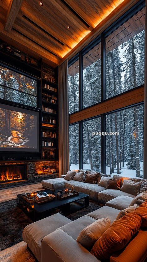 30 Scandinavian Cabins That Embrace Modern Minimalism Modern Cabin In The Woods, Scandinavian Cabins, Ski Chalet Interior, Chalet Living Room, Modern Mountain Cabin, Chalet Ideas, Mountain Home Interiors, Luxury Cabins, Cabin Modern