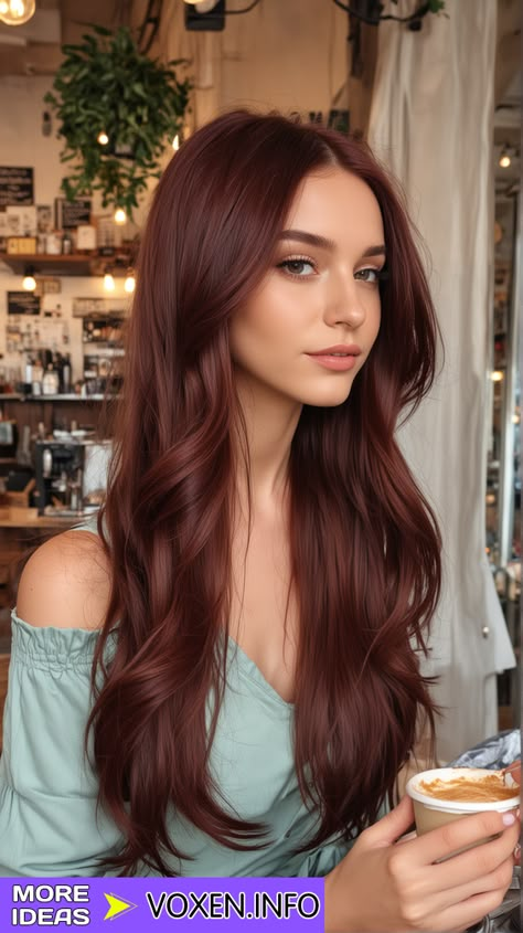 22 Embrace Autumn with Stunning Brown Fall Hair Colors | Top Trends 2024 - voxen.info Autumn Hair 2024 Trends, Dark Red Glaze Hair, Dark Autumn Red Hair, Red Hair For Deep Autumn, Autumn Hair 2024, Hair Autumn 2024, Red Over Brown Hair, Brown Hair Balayage Reddish, Light Cherry Brown Hair