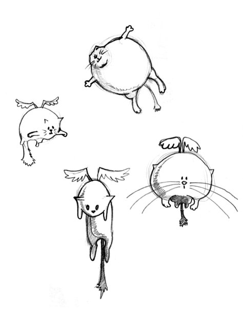 Cute flying cat sketches of how I imagined flying cats may work, like some kind of balloons cats or something (^_^)  by Eurokike Flying Cat Drawing, Cat Sketches, Flying Cat, Cat Sketch, Cat Drawing, Graffiti, Balloons, Art Inspiration, Doodles