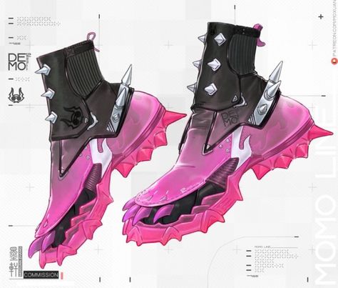 Futuristic Shoes, Cyberpunk Fashion, Shoes Drawing, Futuristic Fashion, Game Character Design, Shoe Art, Fantasy Clothing, Character Outfits, Costume Design