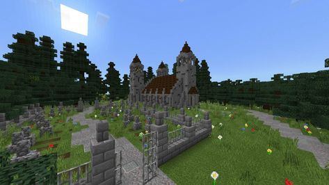 Minecraft Cemetary Ideas, Cemetery Minecraft Ideas, Graveyard Minecraft Ideas, Minecraft Cemetery Ideas, Minecraft Graveyard Ideas, Minecraft Church Interior, Minecraft Cemetery, Minecraft Graveyard, Beacon Minecraft