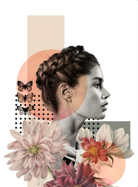 Flowers Collage Art, Graphic Design Collage Art, Digital Art Collage Graphic Design, Digital Collage Photography, Fashion Collage Illustration, Collage Art Design Graphics, Graphic Designer Portrait, Self Portrait Graphic Design, Graphic Design Self Portrait