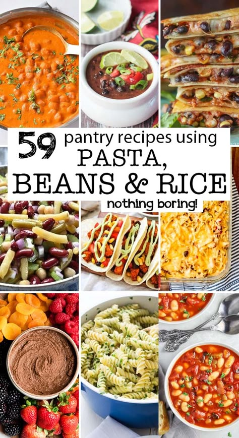 Recipes Using Pasta, Healthy Beans, Pantry Recipes, Rice Beans, Beans And Rice, Cooked Rice, Incredible Recipes, Frugal Meals, Meal Kit